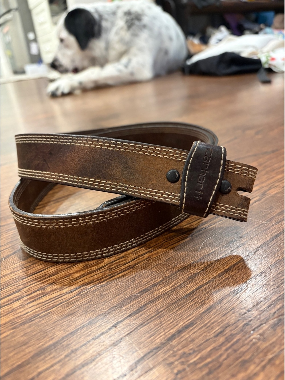 Carhartt Brown Leather Belt with Double Stitching